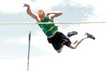 Jax Thoirs winning the pole vault at the Scottish Championships, Scotstoun  Stadium, Glasgow.
